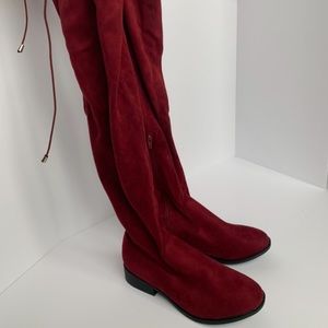 Forever 21 over the knee burgundy-pink suede boots